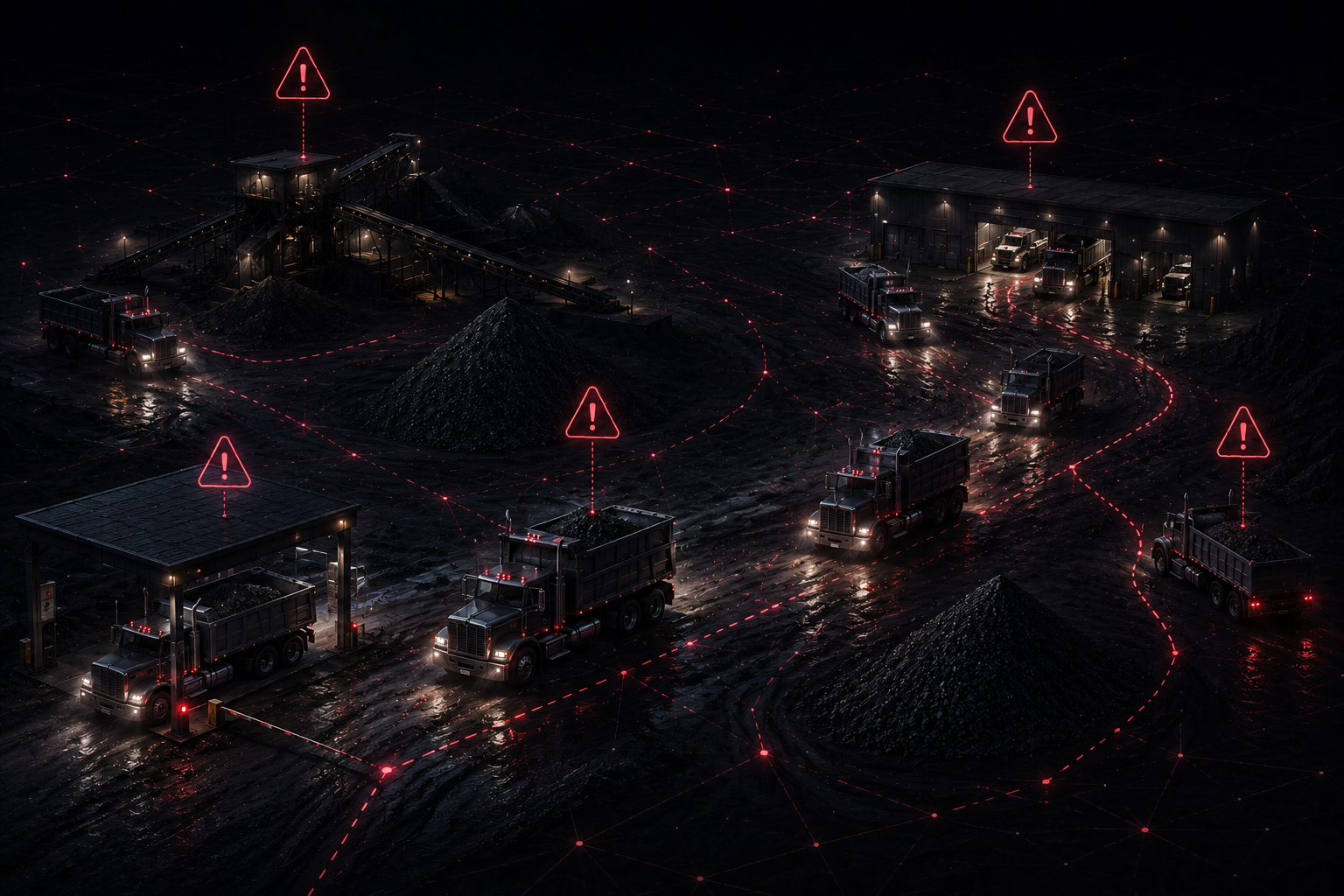 Aggregates operation map with warning signals