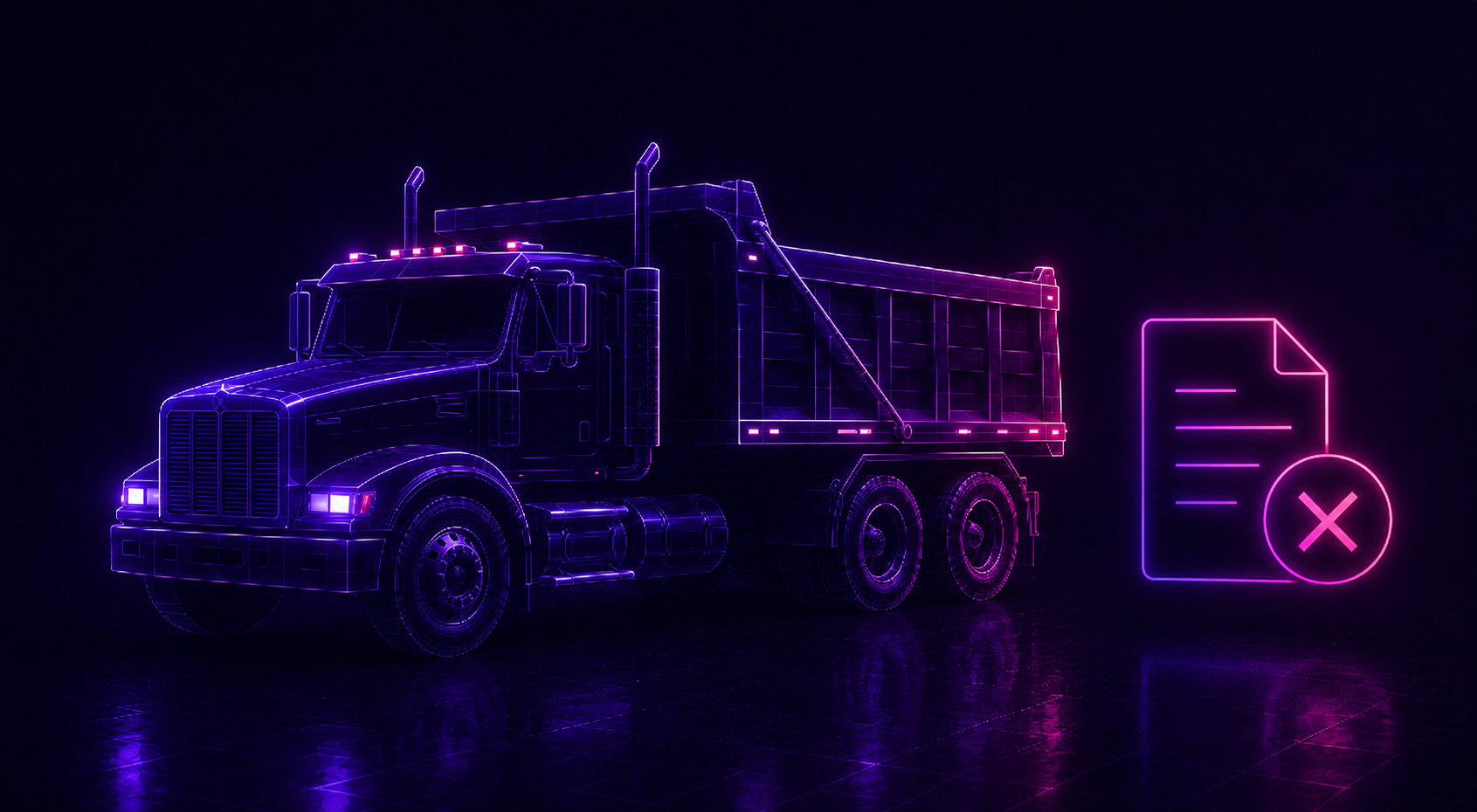 Aggregate truck loadout ticket mismatch visual with an invalid document icon