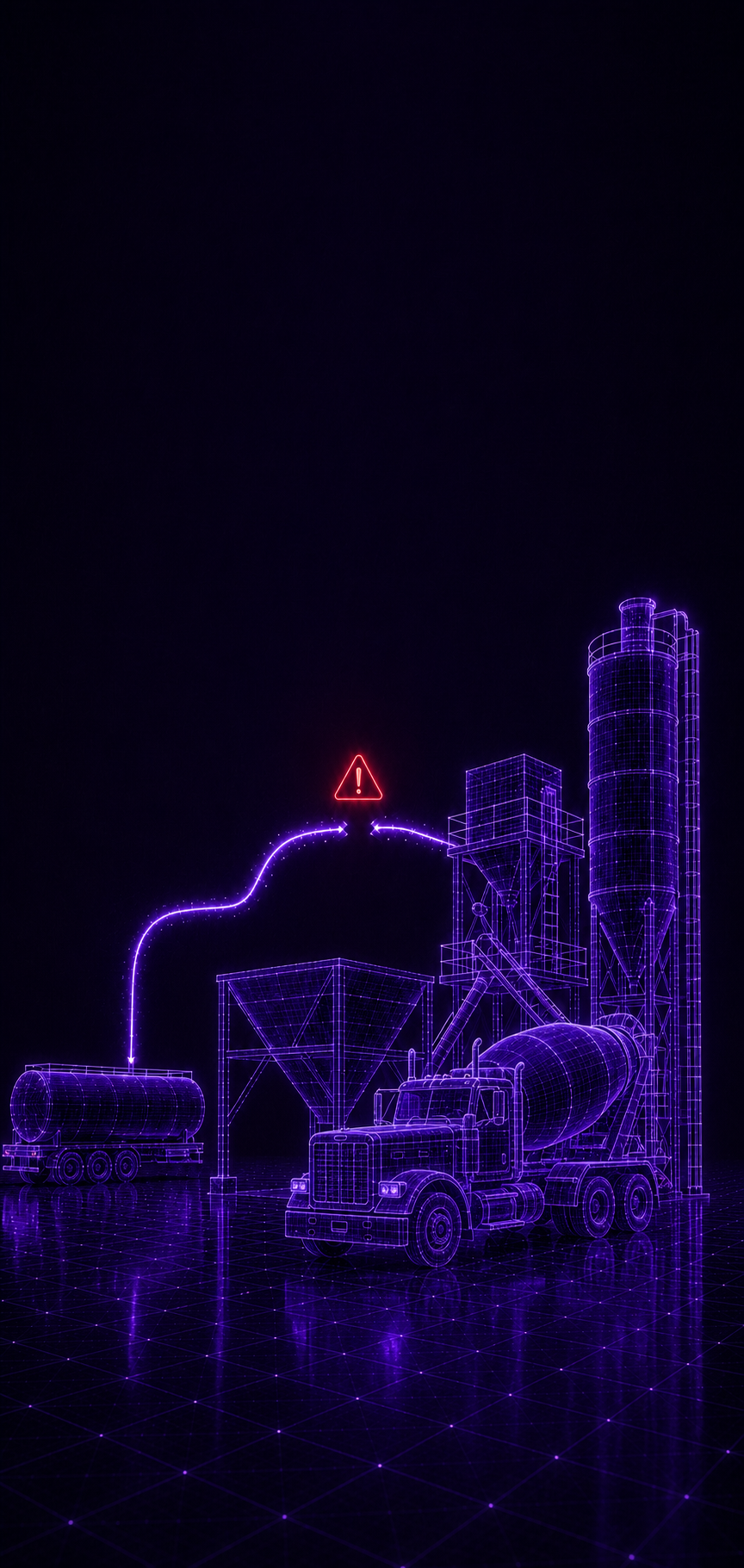 Ready-mix batch plant with an interrupted inbound material supply flow