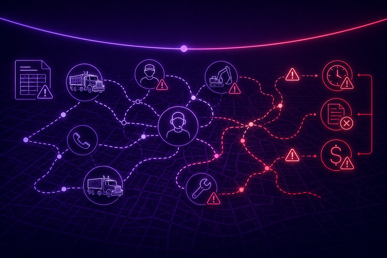 Heavy hauler customer experience visual showing tangled communication and missing answers